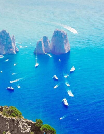 panoramic view I Faraglioni, Capri tour with private boat